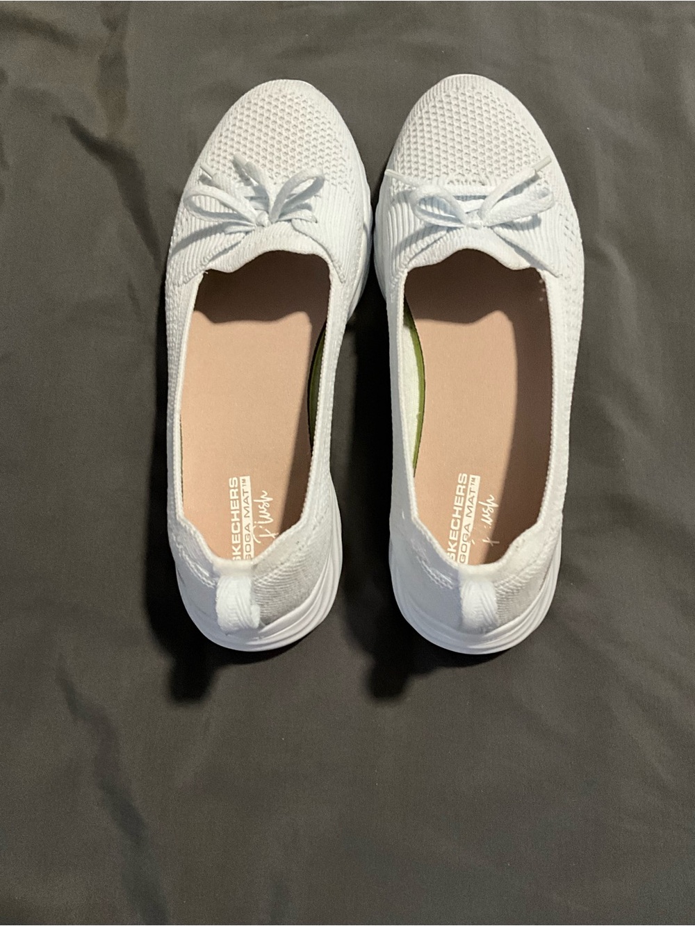 Skechers White Knit Plush Slip-On Sneakers with Bow Accent - Picture 5 of 5